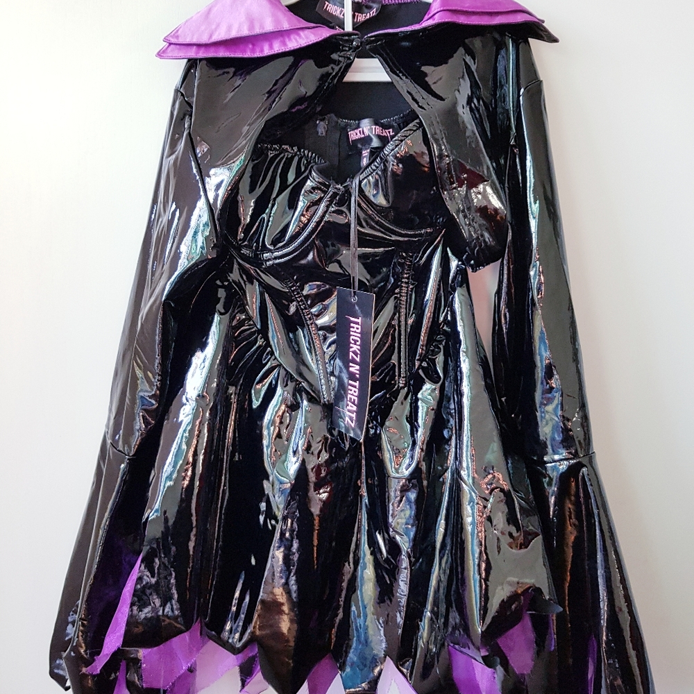 NWT Dolls Kill Trickz N Treatz Maleficient Villain Vengeful Fairy Costume Dress
